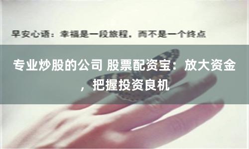 专业炒股的公司 股票配资宝：放大资金，把握投资良机